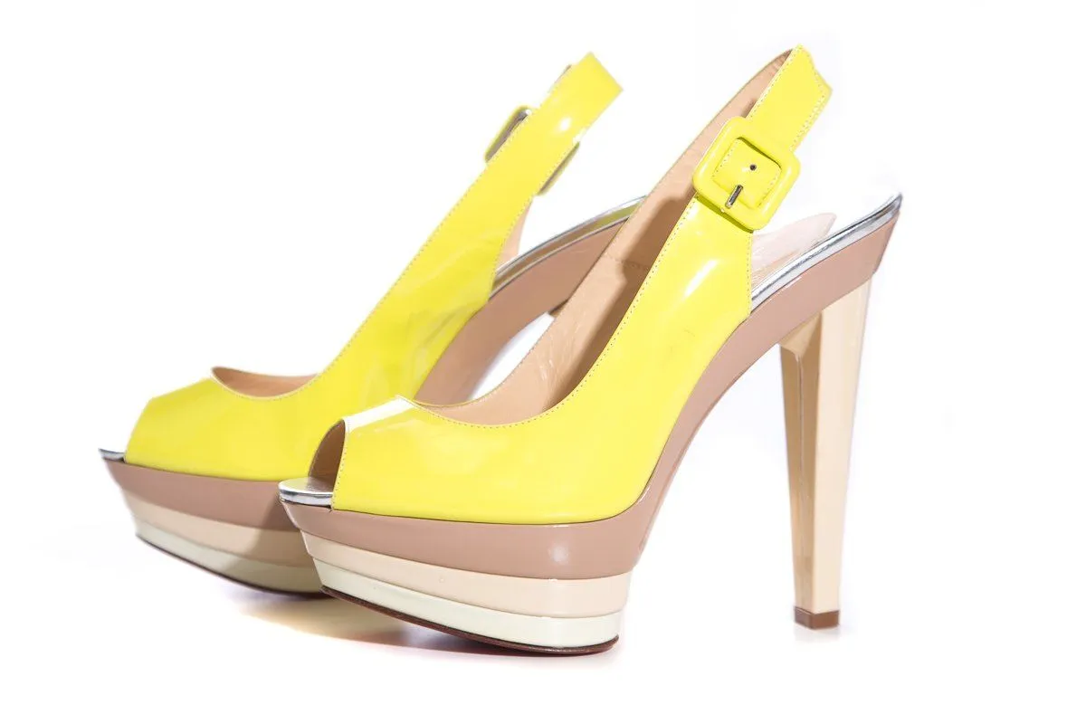 37 Christian Louboutin Neon Yellow Slingbacks