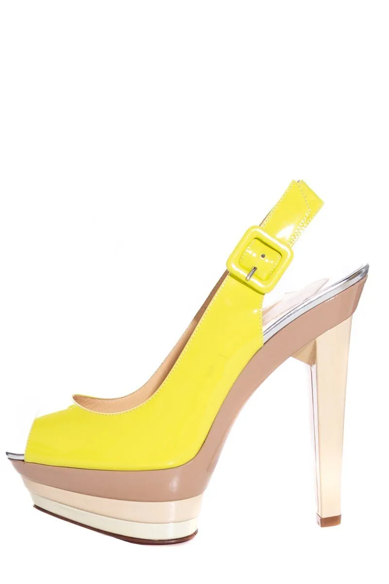 37 Christian Louboutin Neon Yellow Slingbacks