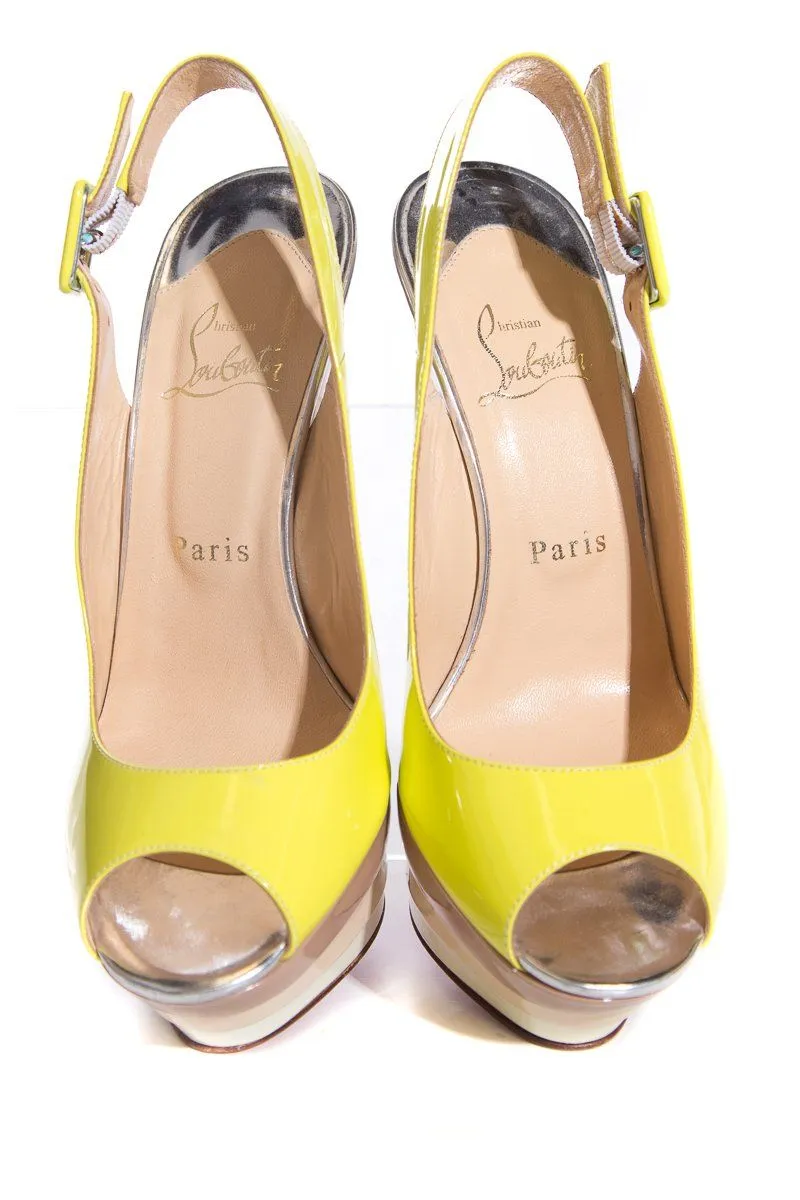 37 Christian Louboutin Neon Yellow Slingbacks