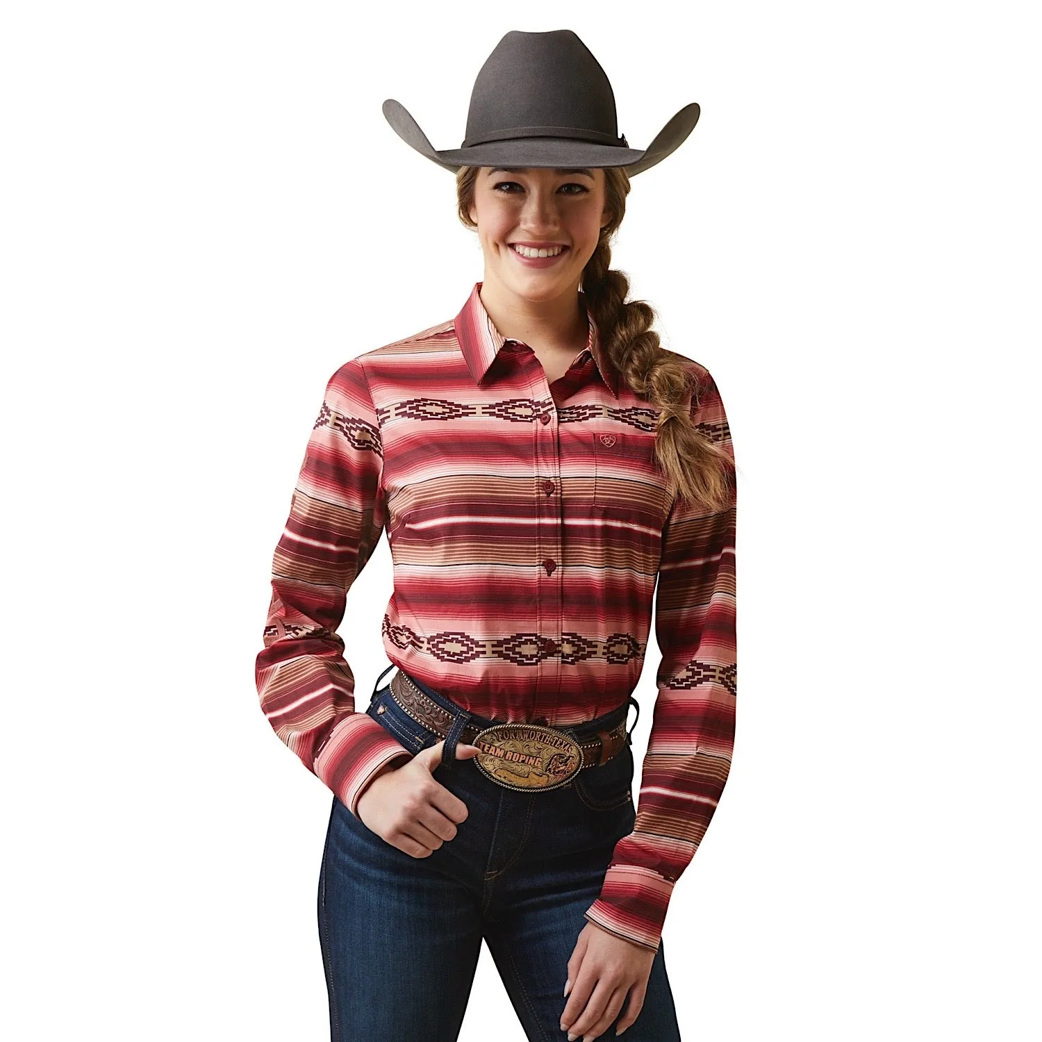 Ariat Womens Team Kirby Stretch L/S Shirt Blushing Serape