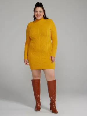 Back Cutout Cable Knit Sweater Dress