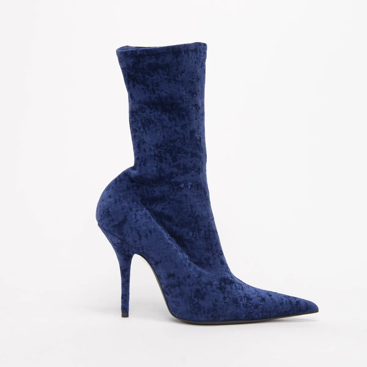 Balenciaga Blue Crushed Velvet Knife Boots 40