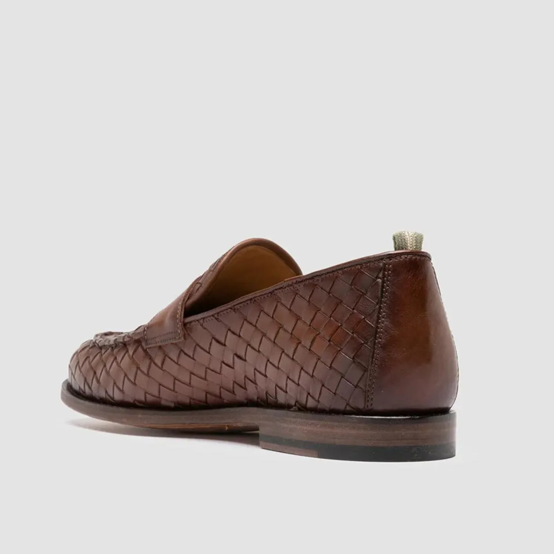 Burnished Brown Opera Intreccio Woven Penny Loafers