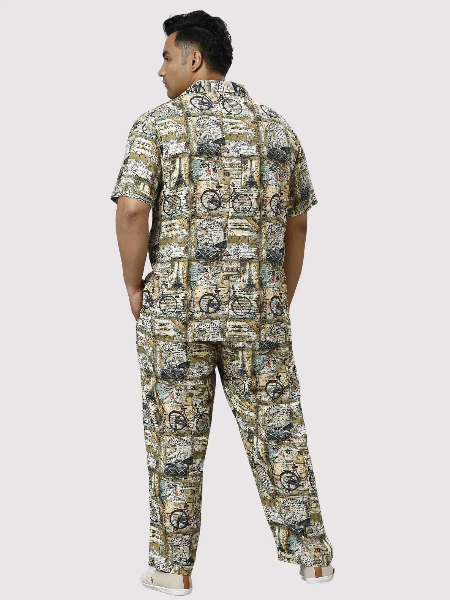 Cycle Bustle Digital Printed Full Co-ords Set Men's Plus Size