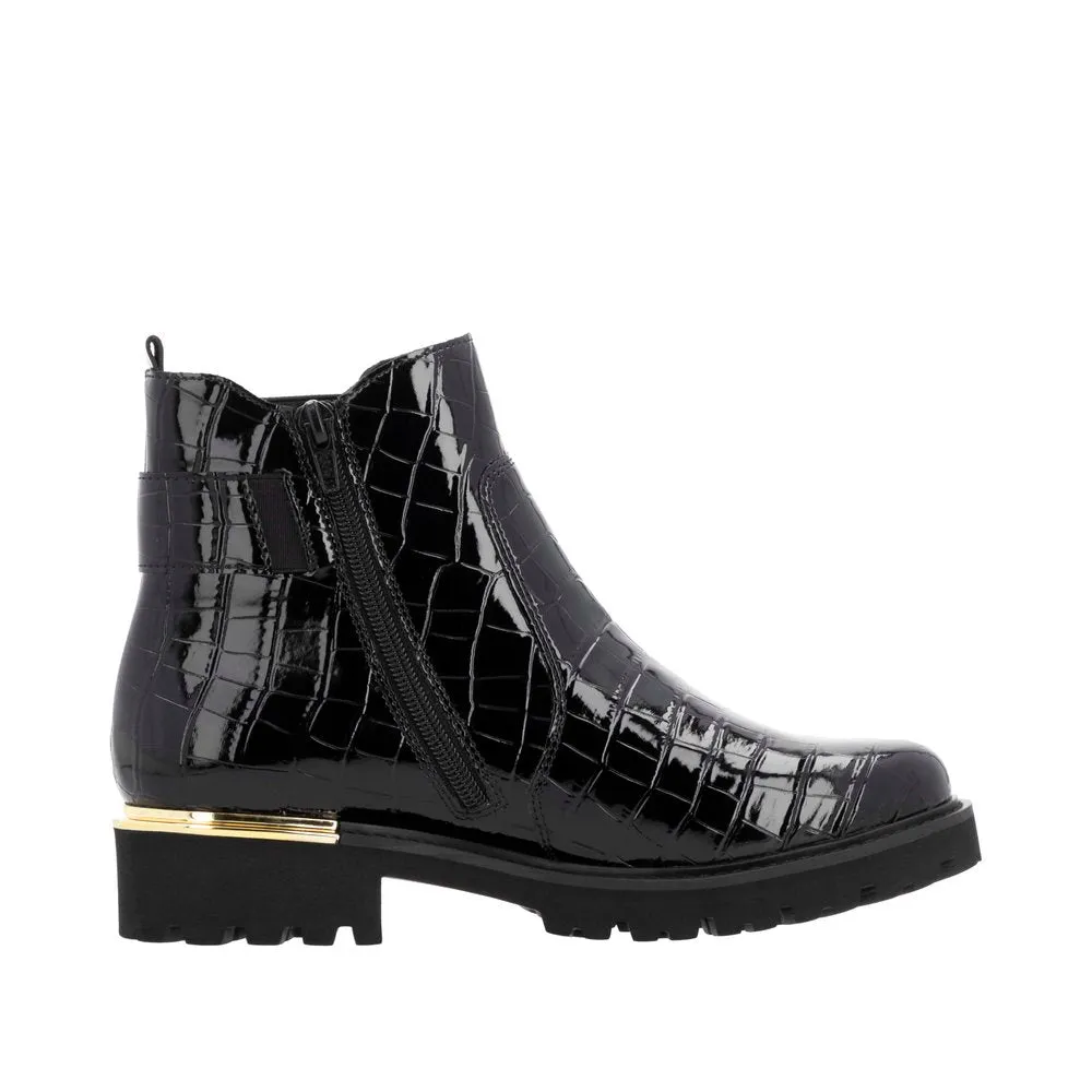 D8684-03 Chelsea Side Zip Buckle Black Patent