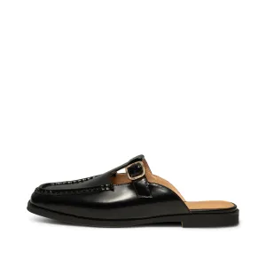 Erika slide leather - BLACK HIGH SHINE