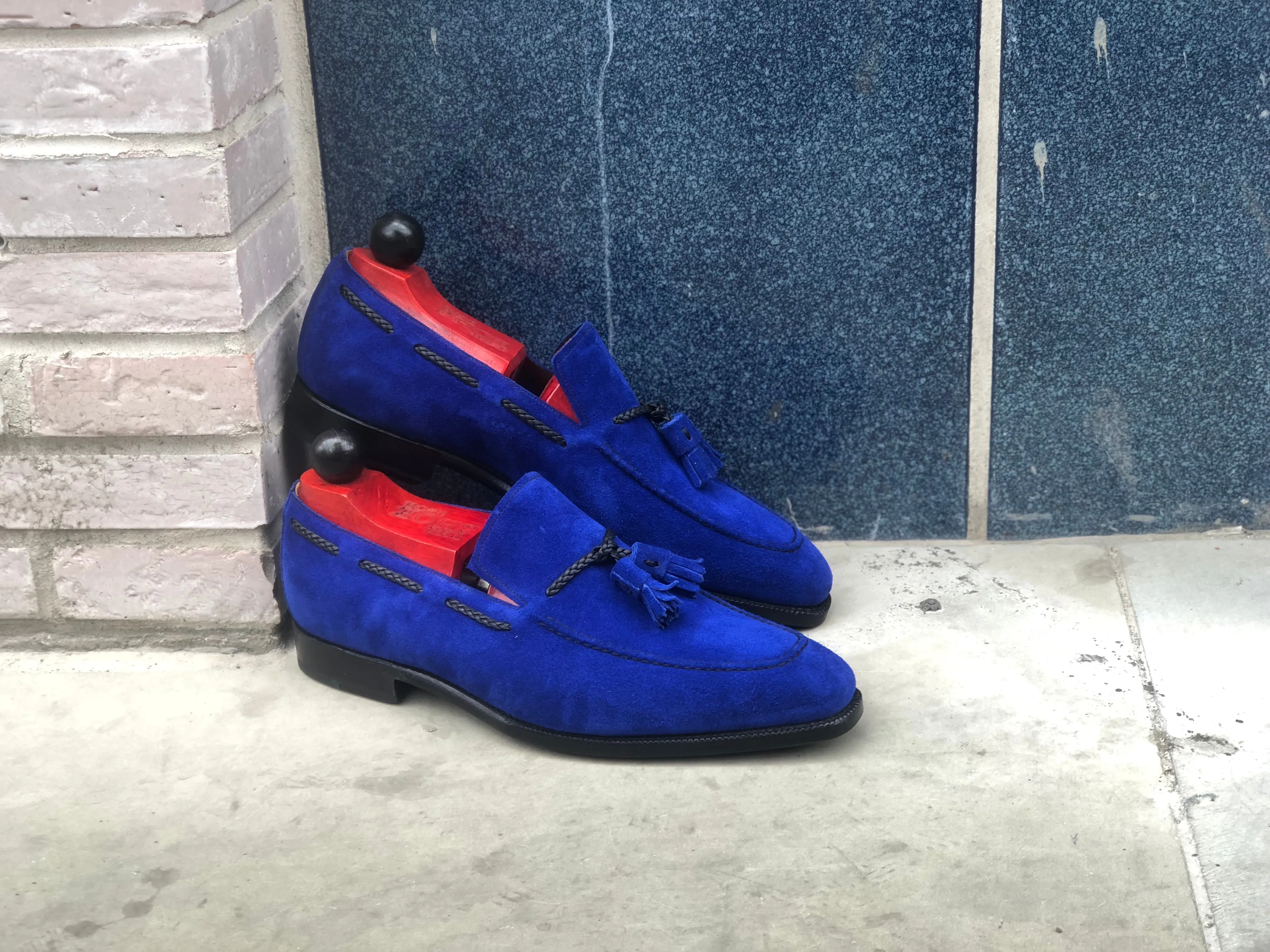 Eskapa - MTO - Vivid Blue Suede - LPB Last - Single Leather Sole