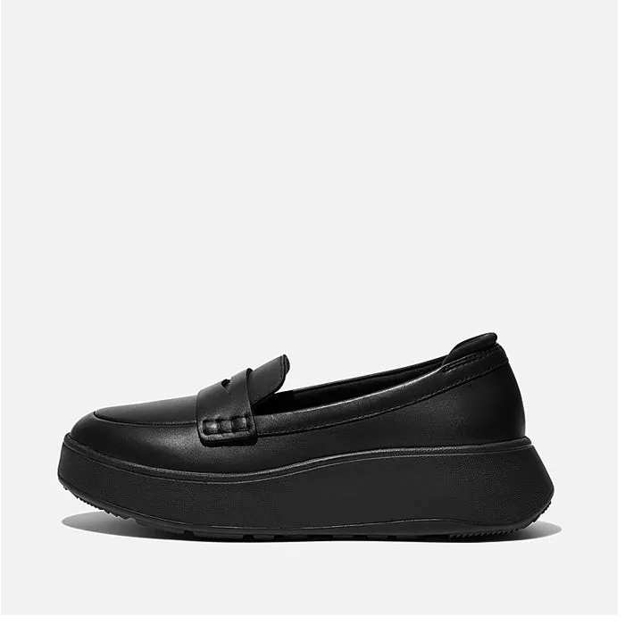 Fitflop Women F-Mode Leather Flatform Penny Loafers |FH5-090| All Black