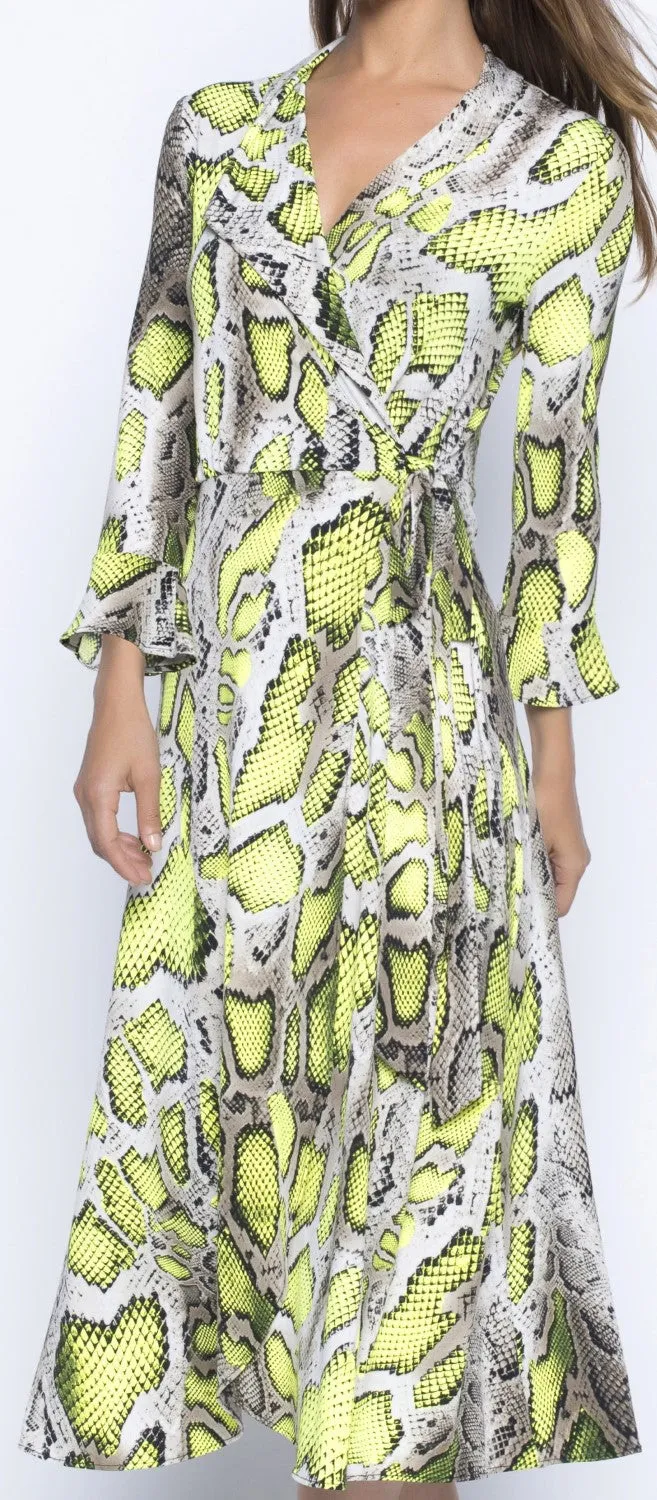 FRANK LYMAN SNAKE PRINTED WRAP DRESS