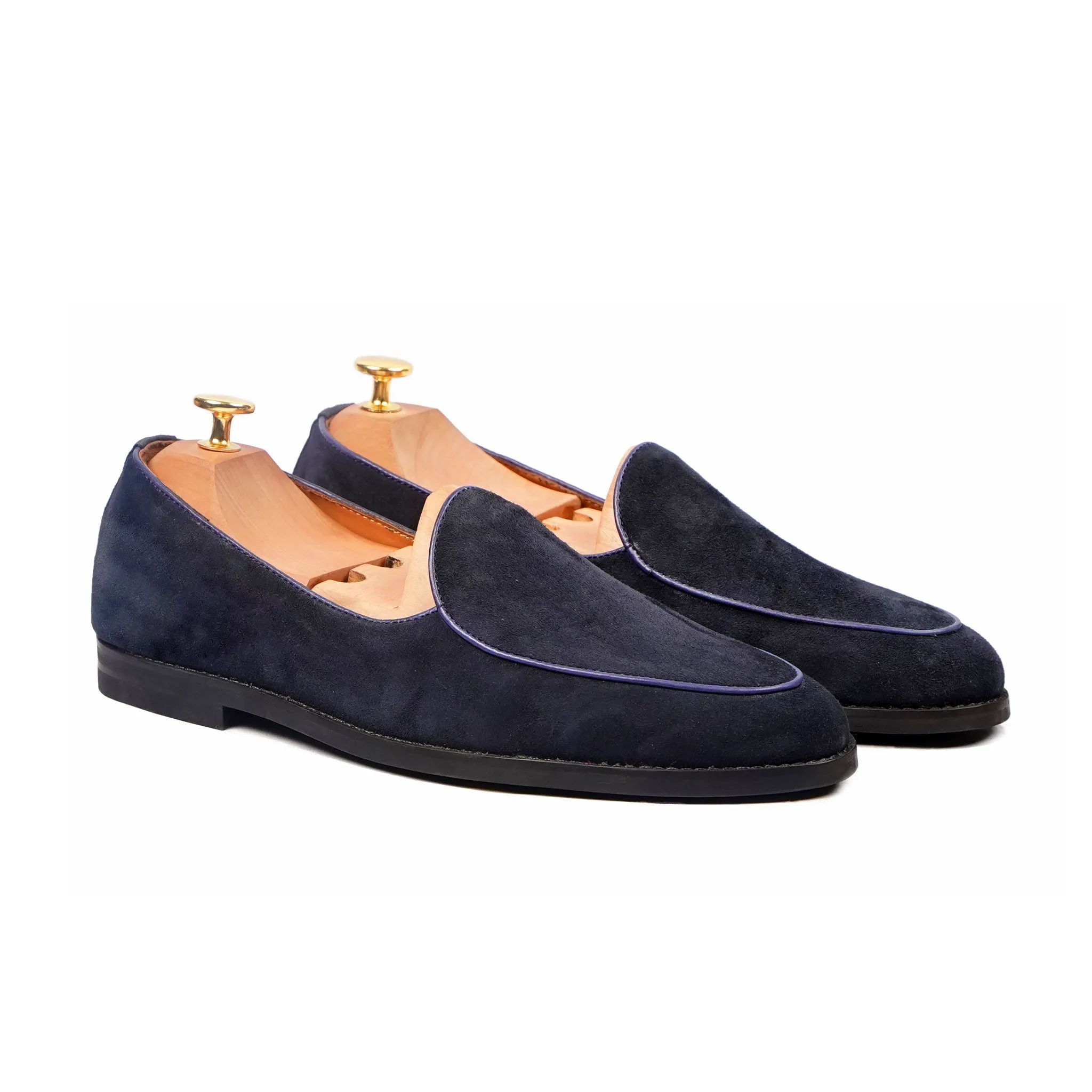 Fuji - Men's Navy Blue Kid Suede Loafer