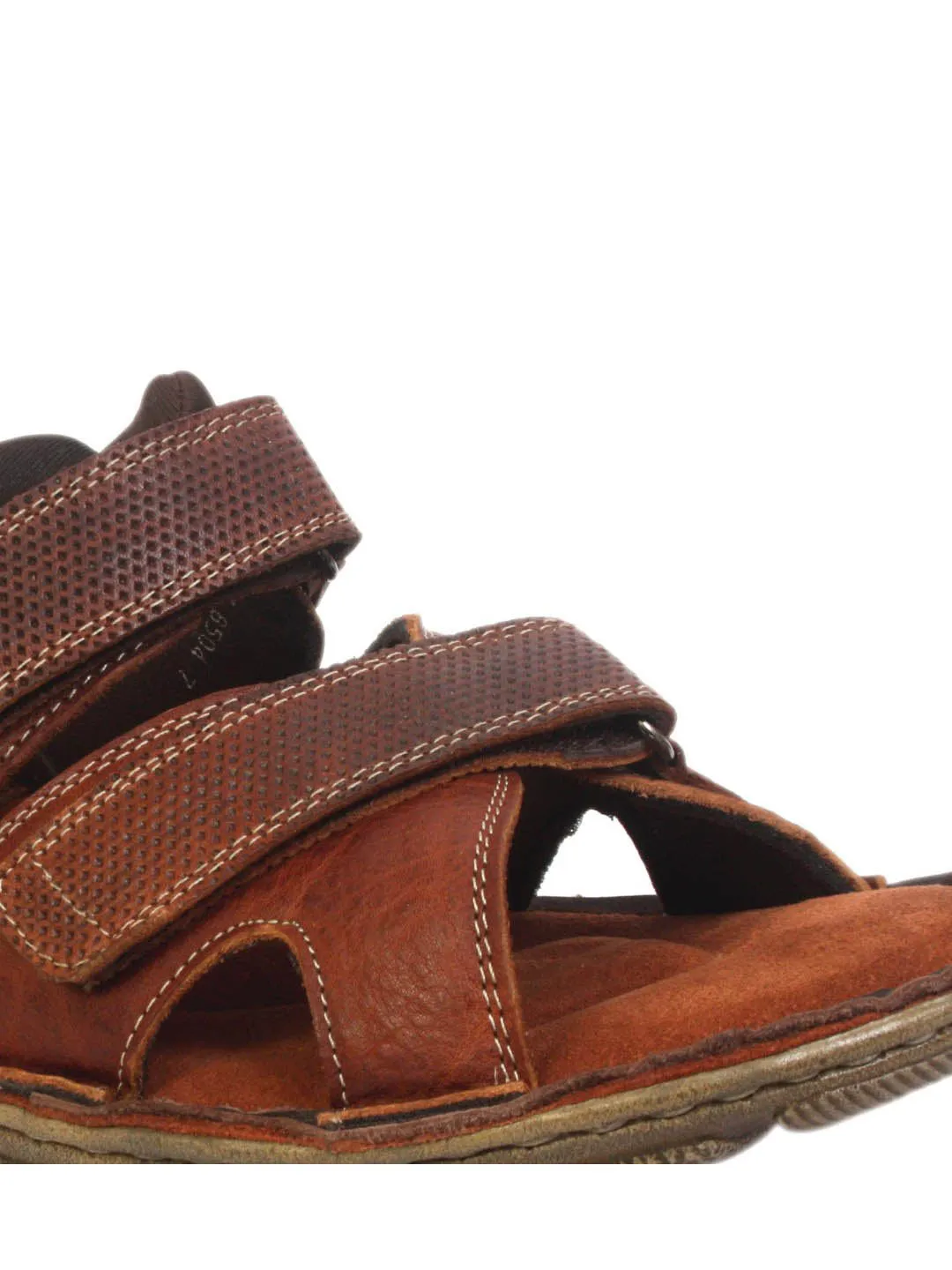 Hitz Men's Tan Leather Comfort Sandals with Velcro Closure