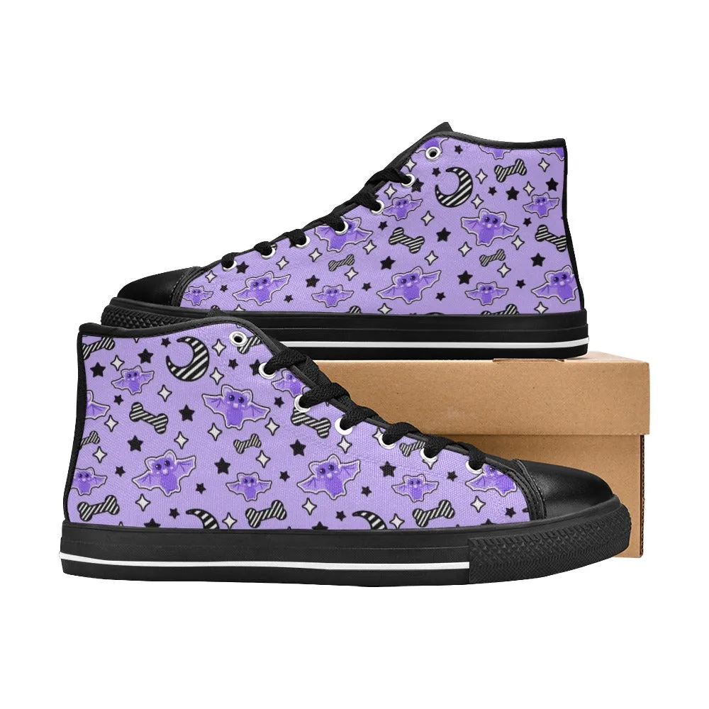 Magical Kawaii Spooky Bats Purple Women's High Top Sneakers