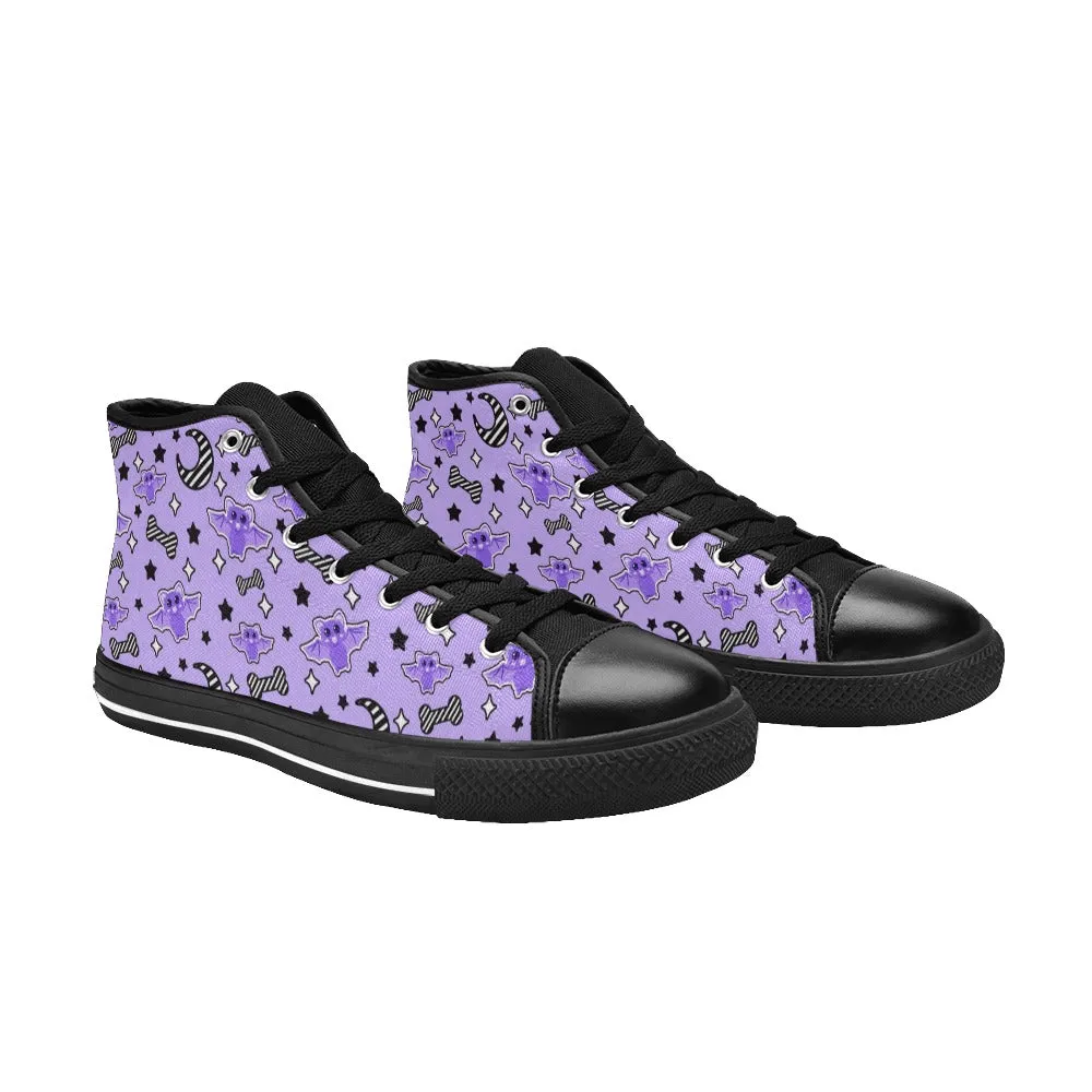 Magical Kawaii Spooky Bats Purple Women's High Top Sneakers