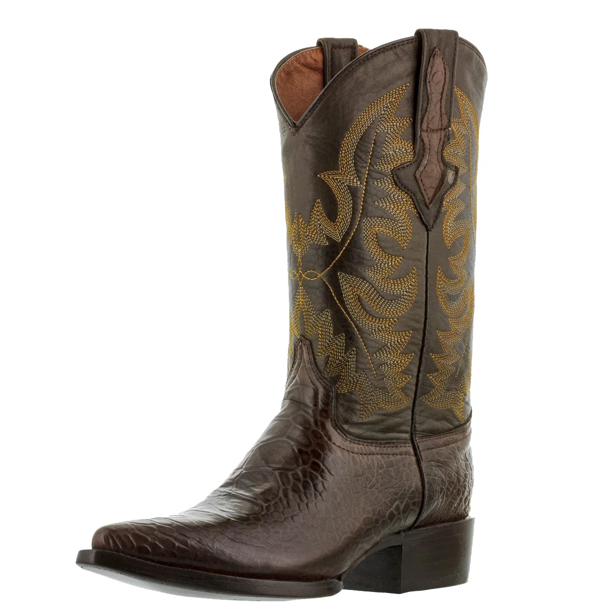 Mens Brown Sea Turtle Print Leather Cowboy Boos - J Toe