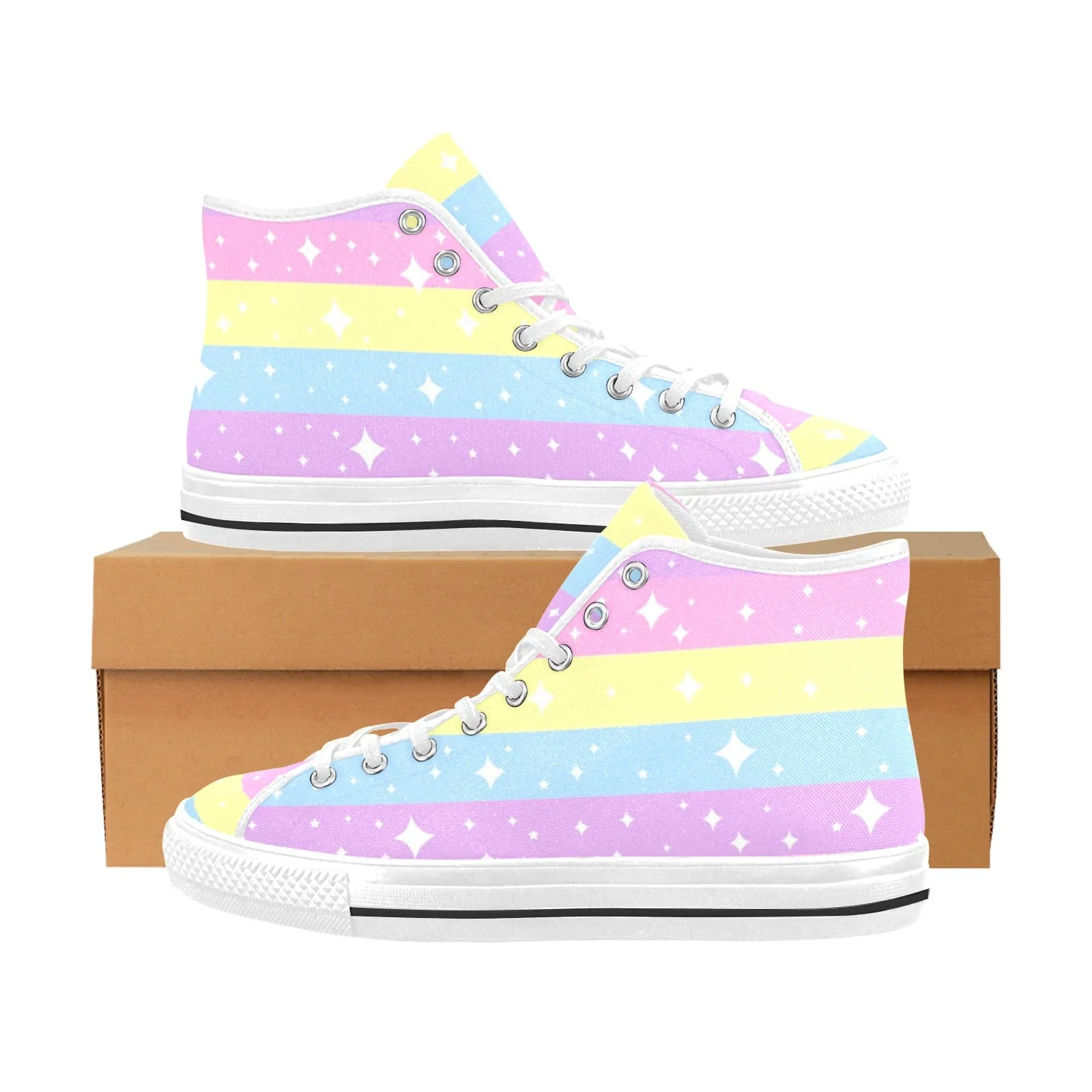 Rainbow Ribbon Men's Fancy High Top Shoes