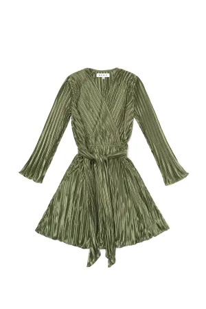 SAMPLE - Pleated Mini Dress - Moss