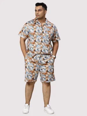 Star Dust Digital Printed Half Co-Ords Men's Plus Size