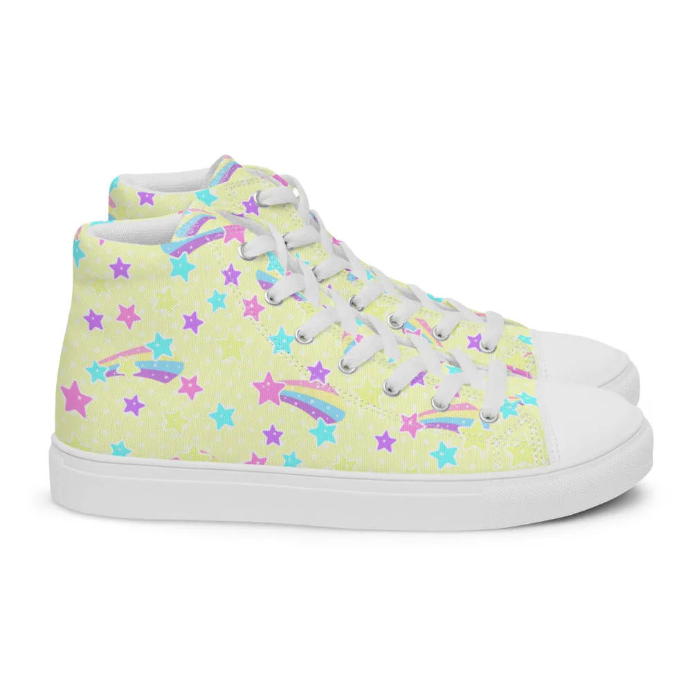 Starry Party Yellow Women’s High Top Canvas Shoes