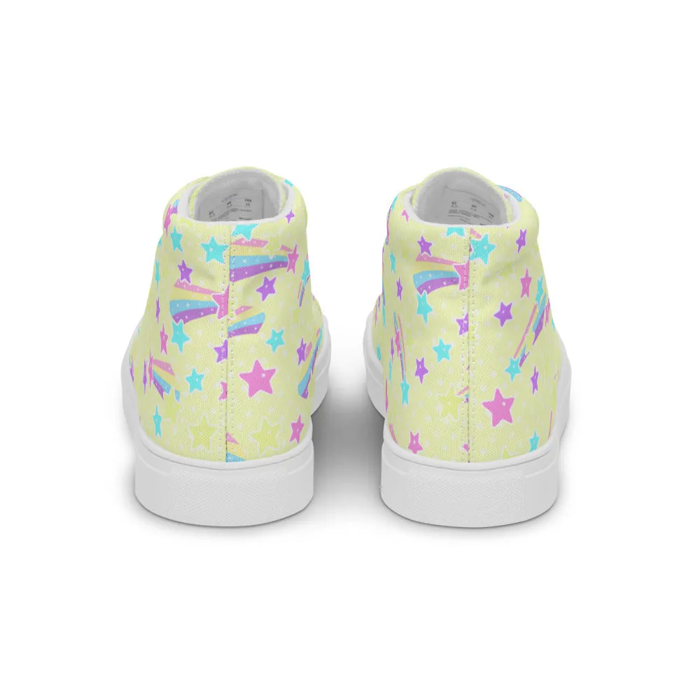 Starry Party Yellow Women’s High Top Canvas Shoes