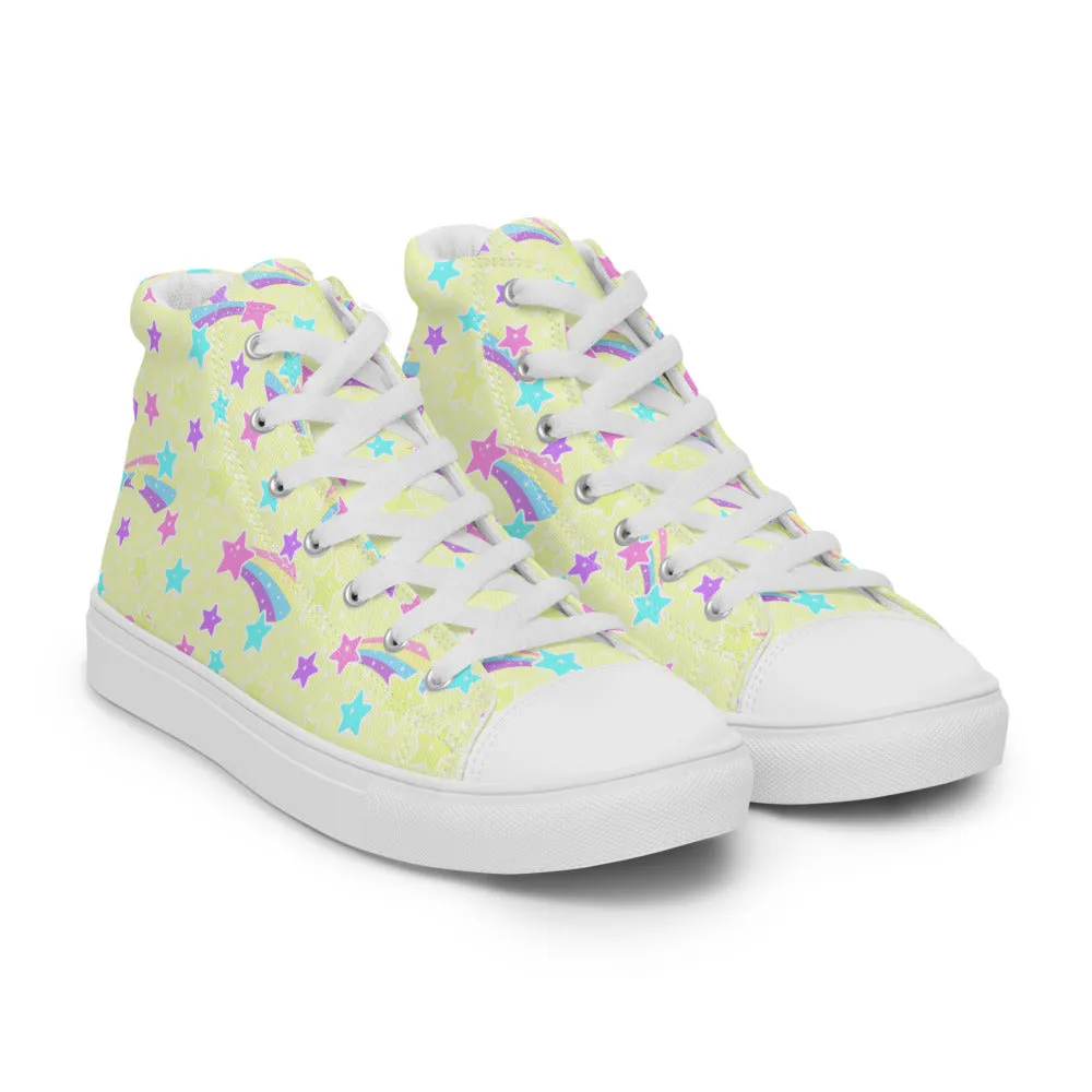 Starry Party Yellow Women’s High Top Canvas Shoes