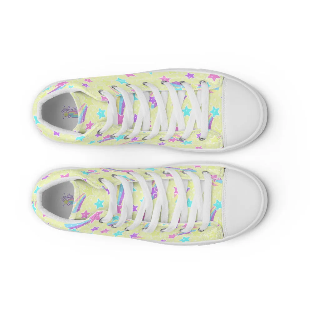 Starry Party Yellow Women’s High Top Canvas Shoes