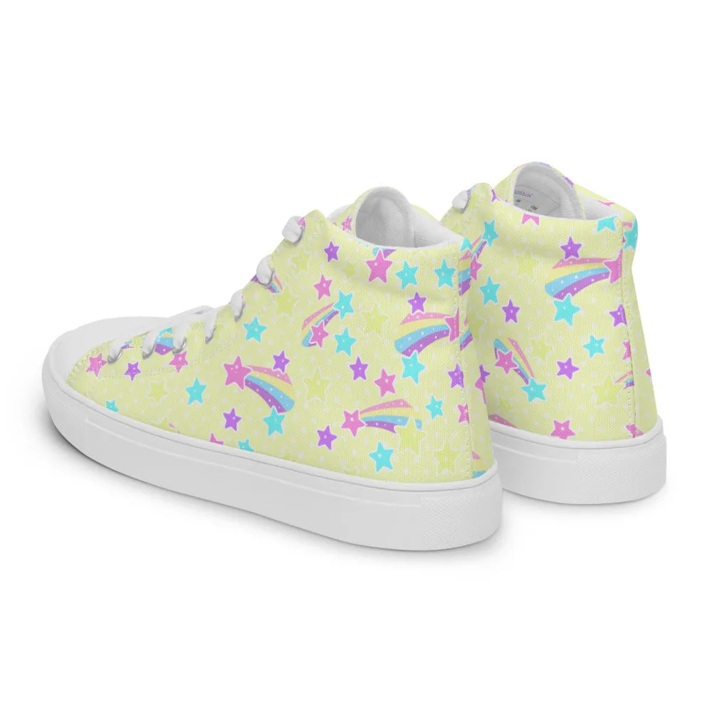 Starry Party Yellow Women’s High Top Canvas Shoes