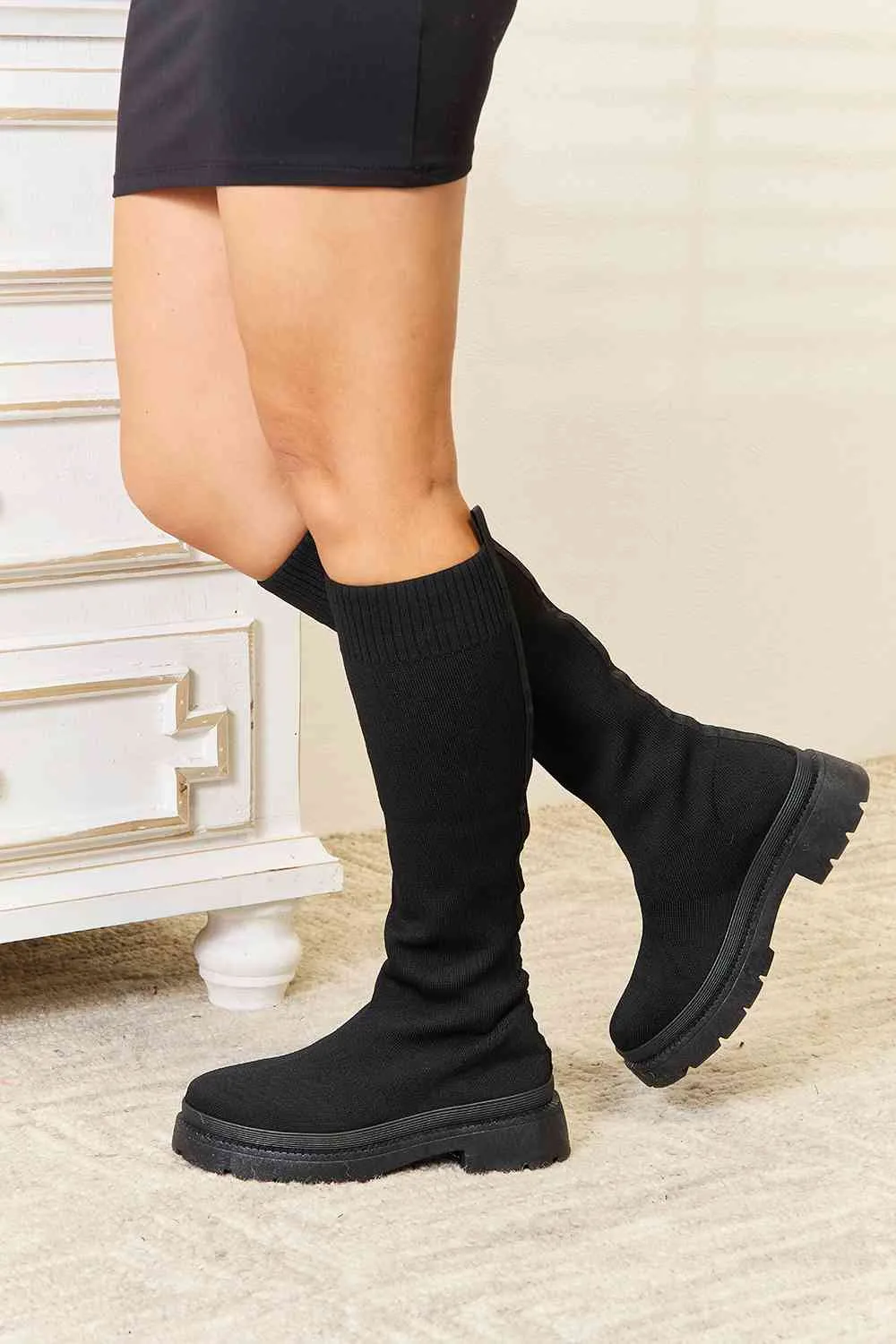 TEEK - Knee High Platform Sock Boots