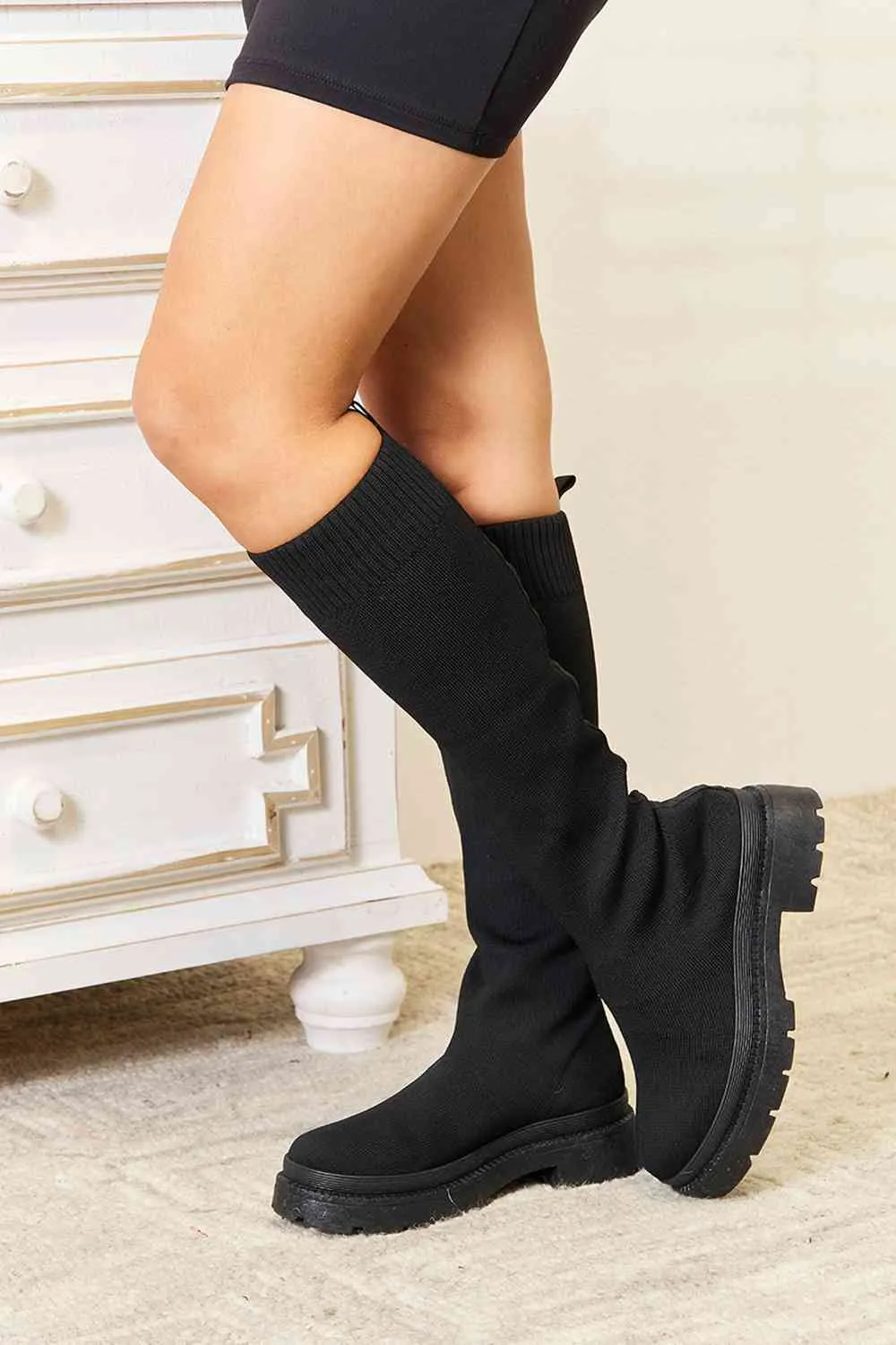 TEEK - Knee High Platform Sock Boots