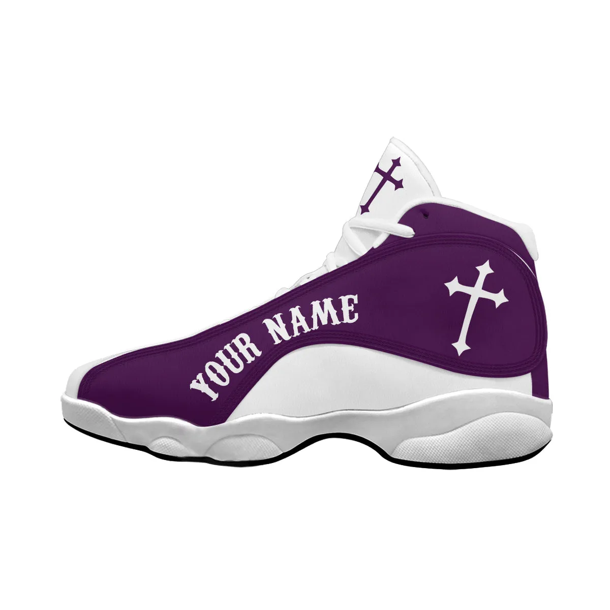 Teesdily | Jesus Faith Over Fear Basketball Shoes, Jesus Basketball Shoes Purple Design, Gift For Jesus Lovers, Christian Unisex Basketball Shoes