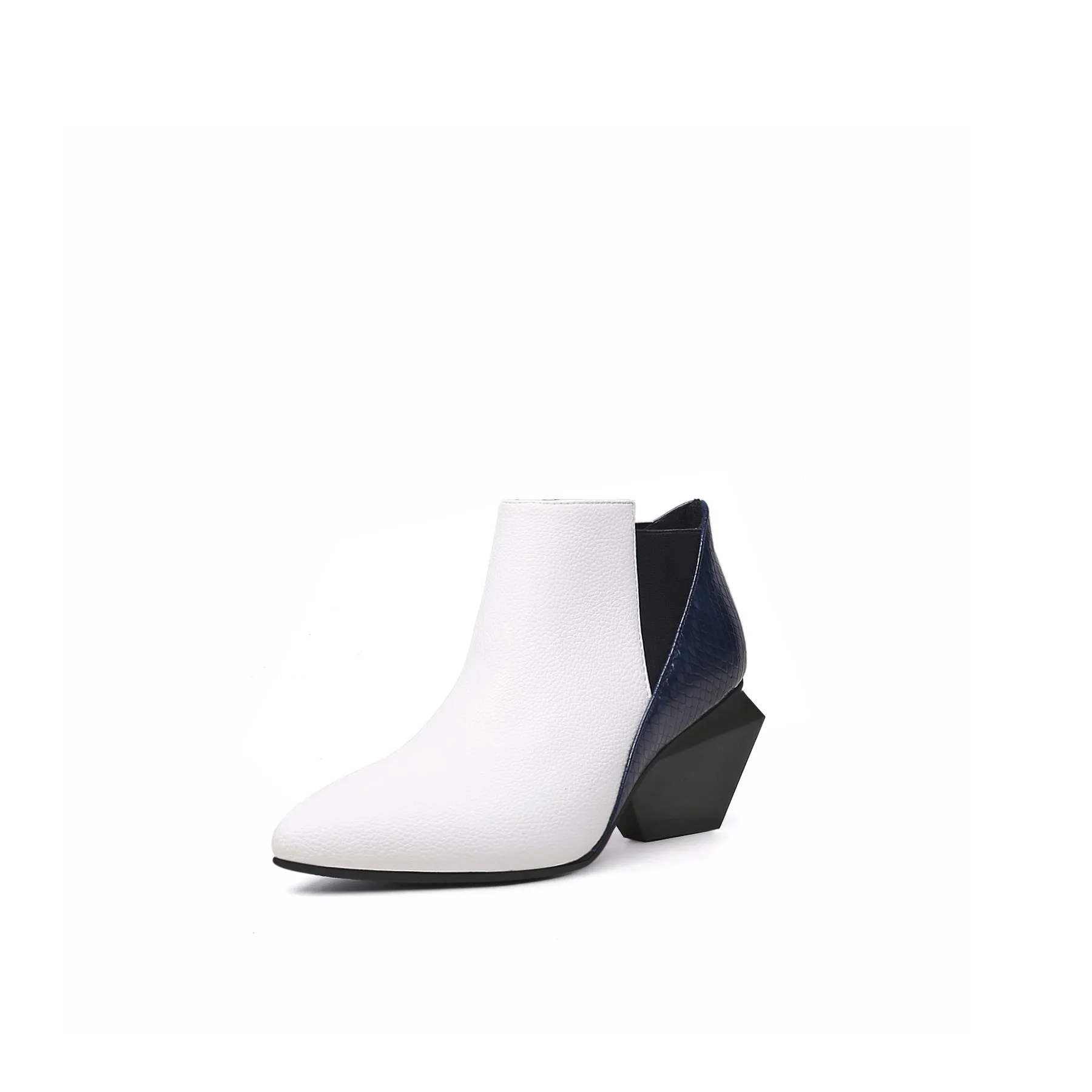 Twist Block Leather Paneled Ankle Boots