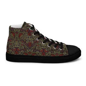 Stylish Unisex High-Top Canvas Sneakers in Dark Ornament Design