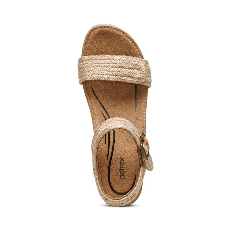 WOMEN'S AETREX SYDNEY QUARTER STRAP ESPADRILLE WEDGE | NATURAL