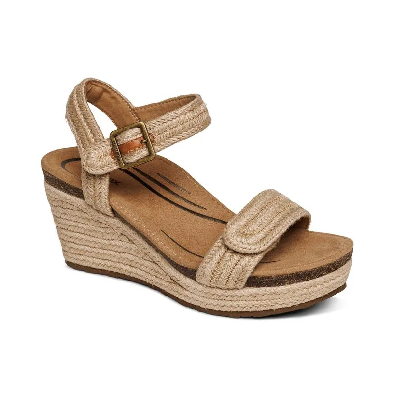 WOMEN'S AETREX SYDNEY QUARTER STRAP ESPADRILLE WEDGE | NATURAL